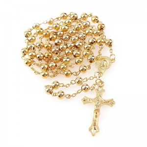 Ruženec s menom zlatý korálkový