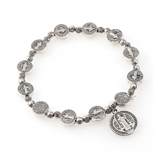 Oceľový náramok-ruženec strieborný