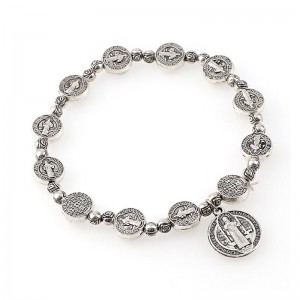 Oceľový náramok-ruženec strieborný