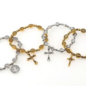 Oceľový náramok-ruženec strieborný