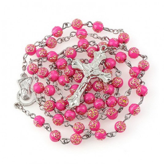 Ruženec ružový s gravírom ruže