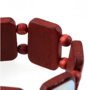 Náramok-ruženec so svätými obrázkami drevený