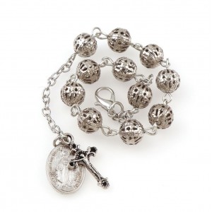 Strieborný gravírovaný náramok-ruženec