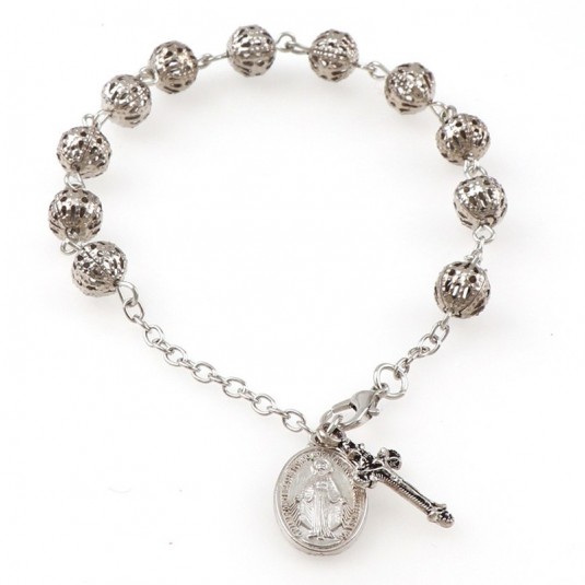 Strieborný gravírovaný náramok-ruženec