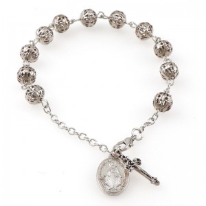 Strieborný gravírovaný náramok-ruženec