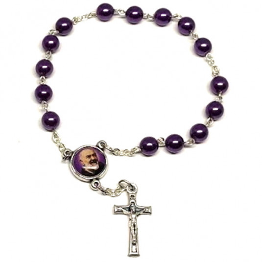 Ruženec fialový perlový Sv. Pátra Pia