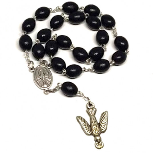 Ruženec drevený ku duchu svätému čierny
