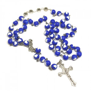 Ruženec modrý s bielymi srdiečkami
