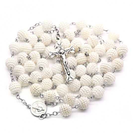 Ruženec s menom biely perlový vzorový