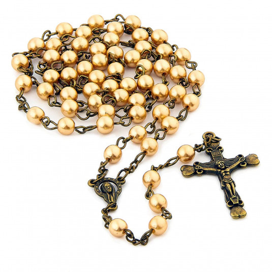 Ruženec s menom zlatý perlový