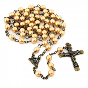 Ruženec s menom zlatý perlový