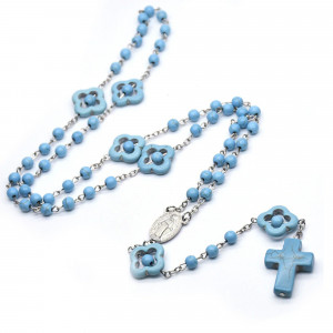 Ruženec s menom s medailou zázračnej Panny Márie modrý