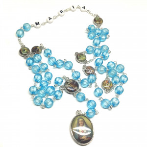Ruženec s menom k Sedembolestnej Panne Márii tyrkysový
