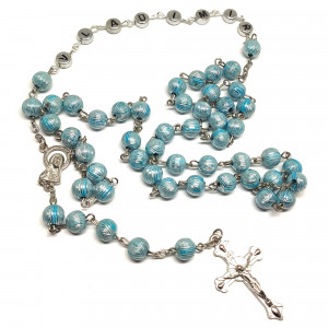 Ruženec modrý so strieborným zdobením