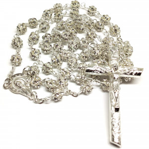 Ruženec s menom s bielymi krištáľmi Exkluziv