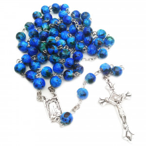 Ruženec s menom modrý korálkový