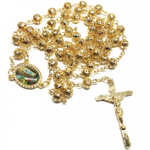 Kovový ruženec zlatý so vzorom