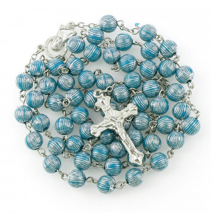 Ruženec modrý so strieborným zdobením