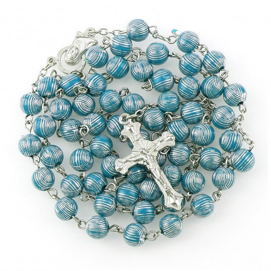 Ruženec modrý so strieborným zdobením