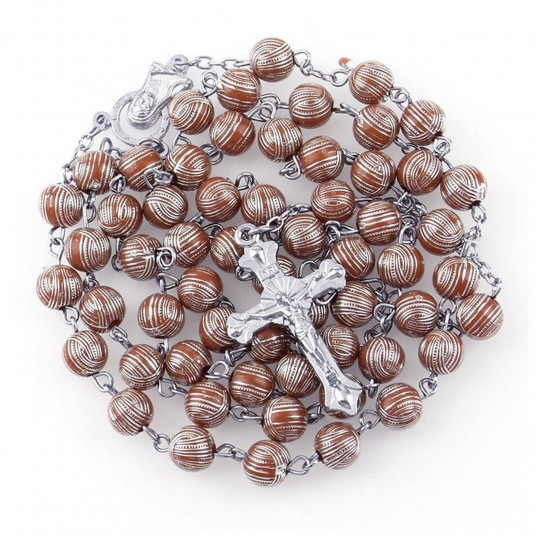 Ruženec hnedý so strieborným zdobením