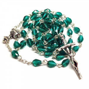 Ruženec s menom korálkový zelený